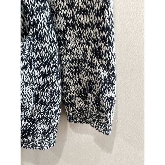 Old Navy Chunky Knit Cardigan Womens S Black/Cream Linen/Cotton Blend Pockets - Picture 6 of 6
